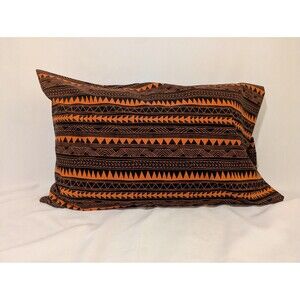 Black and Orange Tribal Print Pillowcase | Handmade | Poly-Cotton Blend